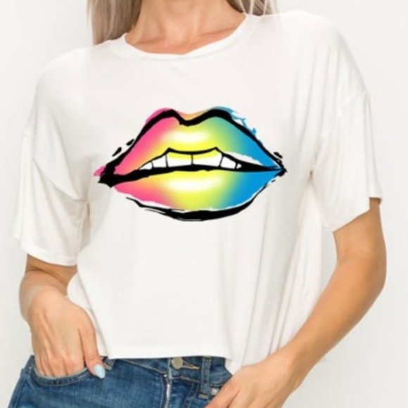 Adam & Eve" Tops - Rainbow Lip Top